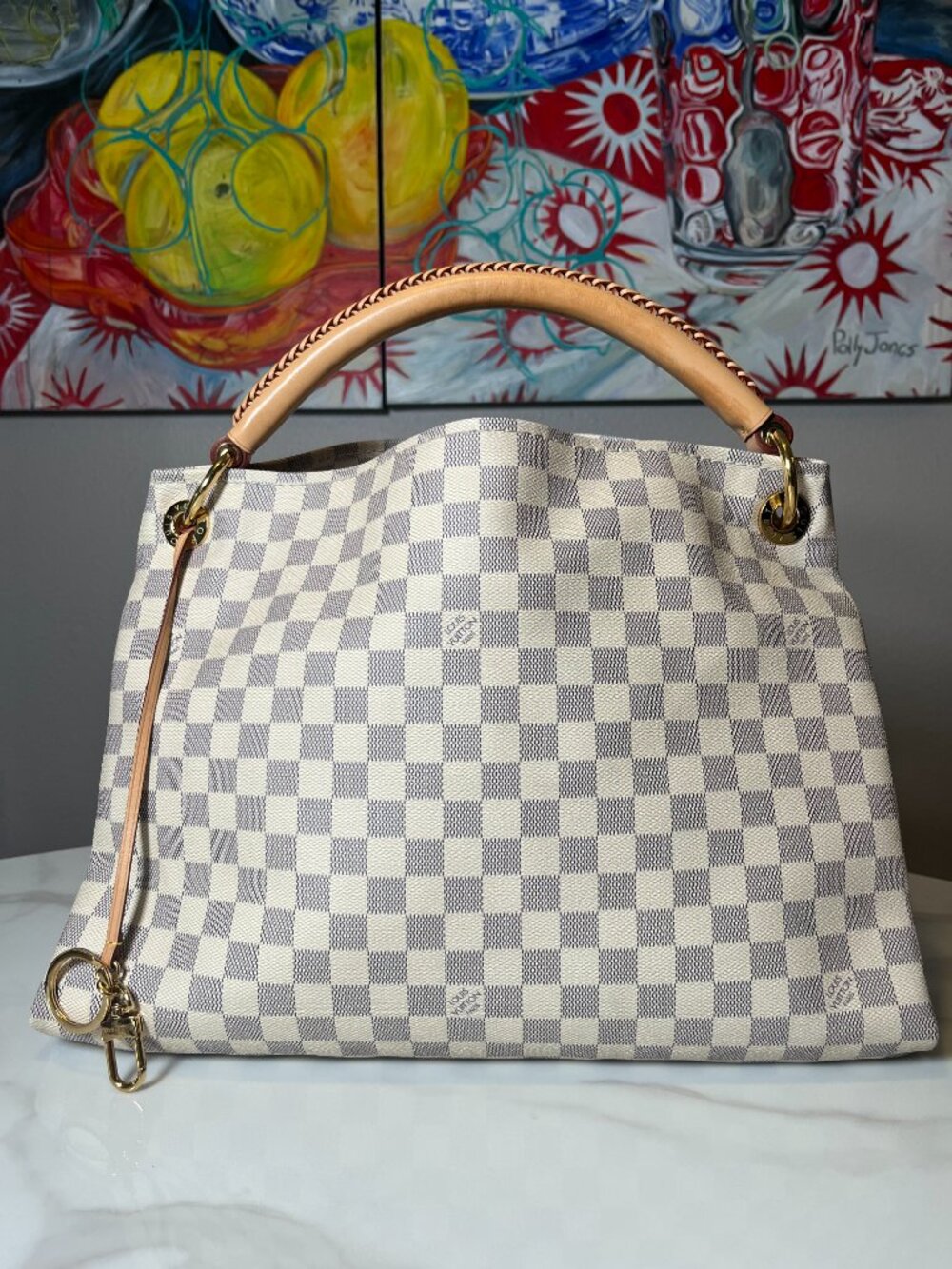Louis Vuitton Artsy MM Damier Azur Braided Handle Hobo Bag SD5127 + Dust Bag
